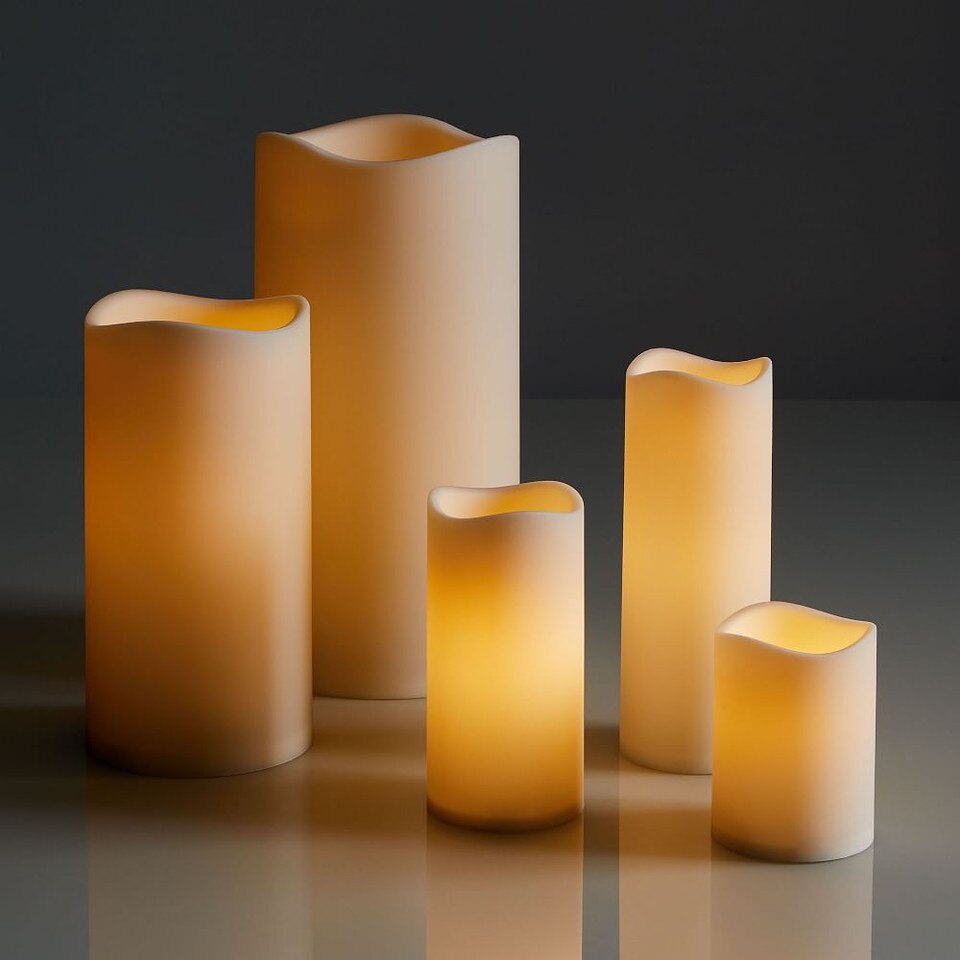 Indoor/Outdoor Flickering Flameless Pillar Candles West Elm United